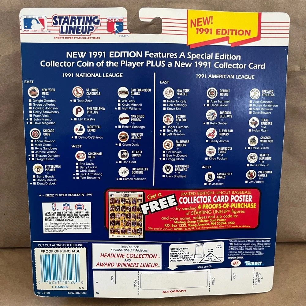1991 Kenner Starting Lineup Tim Raines Chicago White Sox Extended Series Figure